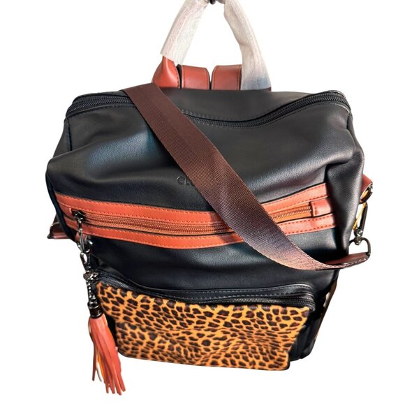 Gluci Convertible Leopard Bookbag with Shoulder strap and Wristlet Purse NWT - Picture 10 of 16